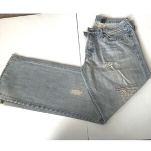 Abercrombie & Fitch Mens Distressed Light Wash Button Fly Denim Jeans 32x32